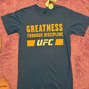 UFC Men's Blue Tee with Yellow Accents